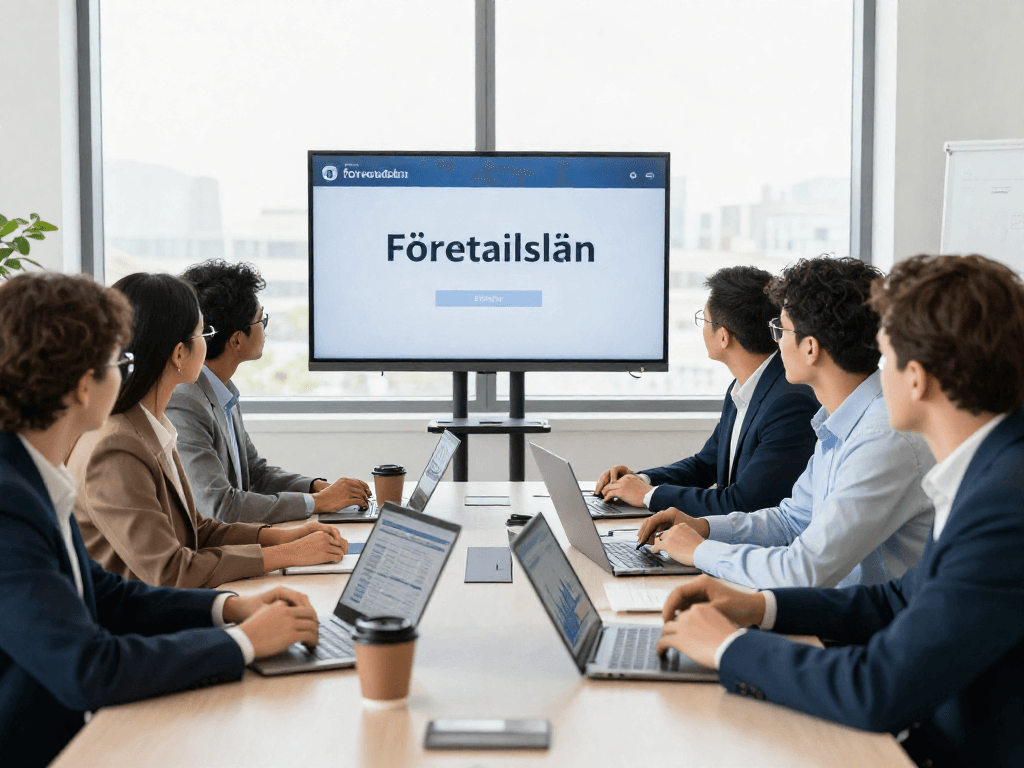 Professionella diskussioner om företagslån i en modern kontorsmiljö.