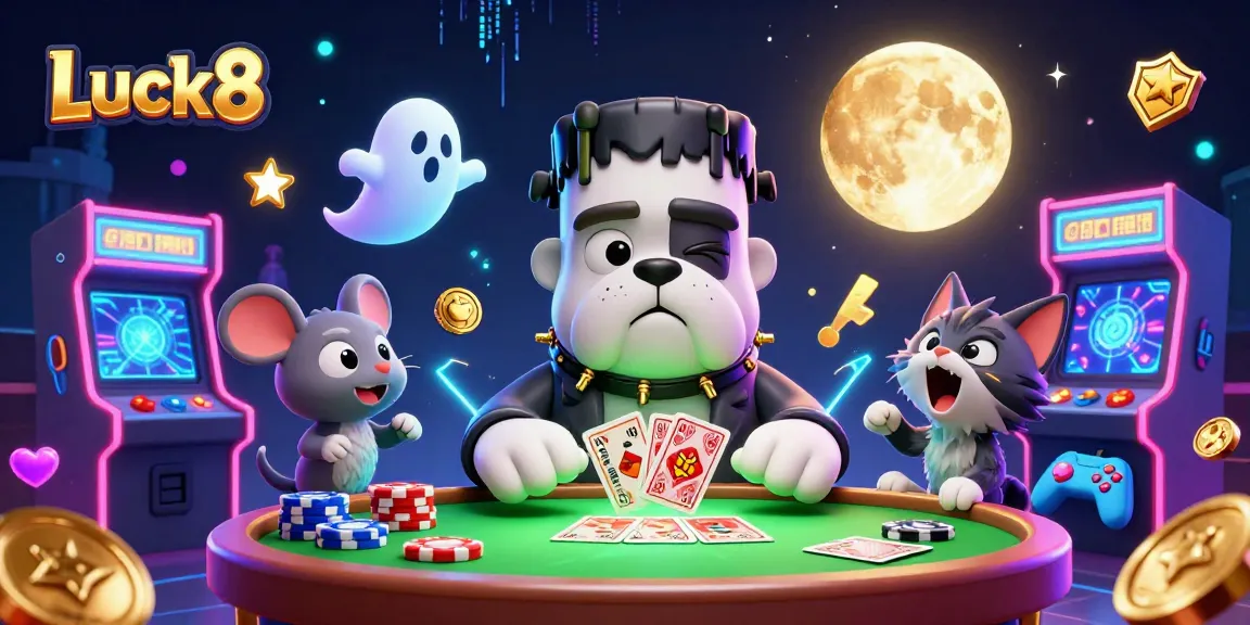 Luck8 brings excitement with a 3D Frankenstein bulldog dealer and thrilling casino action.