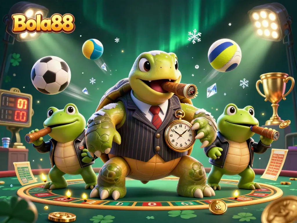 Bola88 invites players to engage with sports betting amidst dynamic casino illustrations.