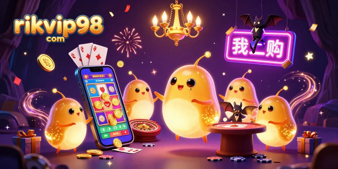 Experience the vibrant glow of rikvip98 com with illuminated glowworms in a dynamic casino scene filled with games and excitement.