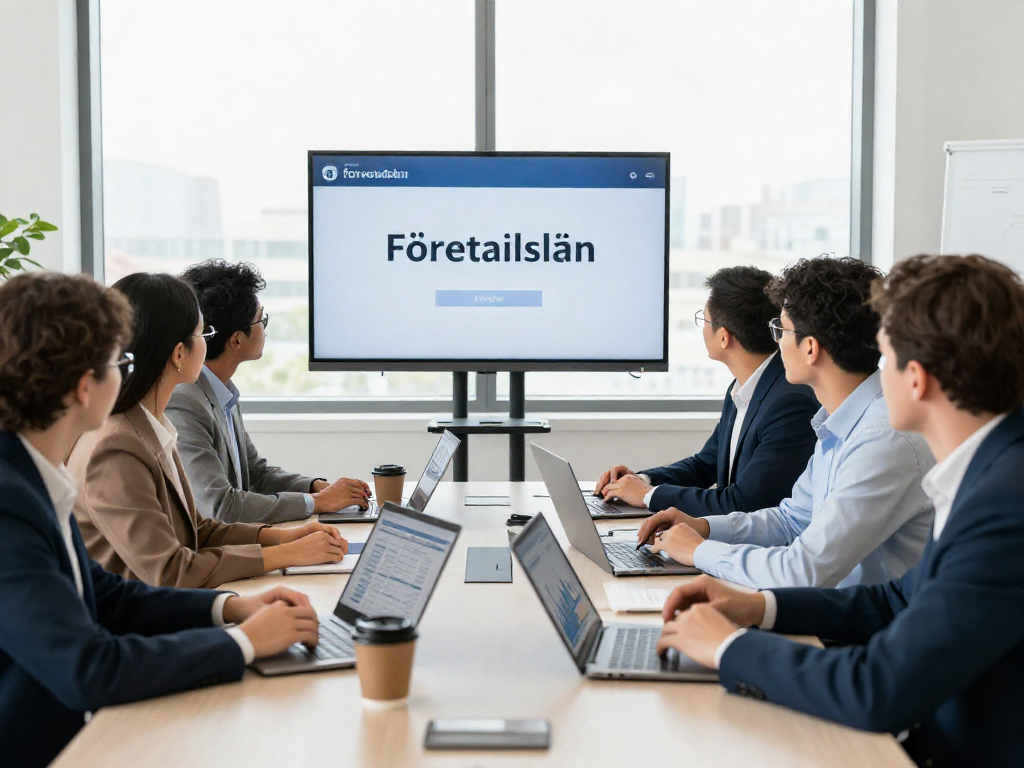 Professionella diskussioner om företagslån i en modern kontorsmiljö.